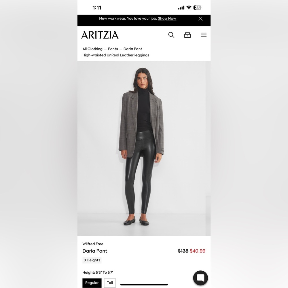 Aritzia Wilfred Free Daria Pant size small